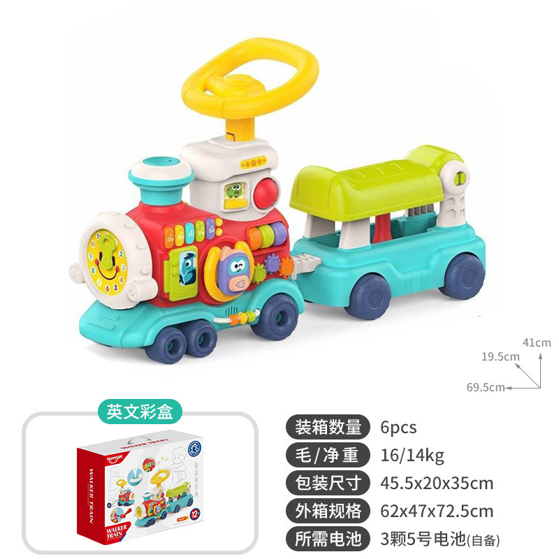 Nuevos productos transfronterizos juguetes de caminantes infantiles multifuncionales tren pequeño carro de mano juguetes recién nacidos para aprender a caminar