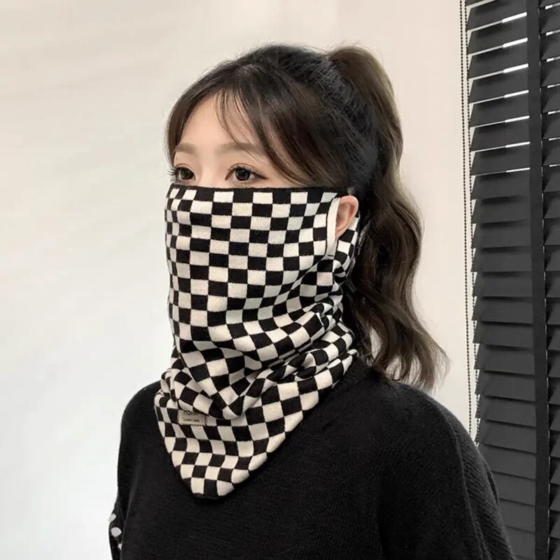ファッションに合わせてニットで首を囲む秋冬のアウトドアに乗る保温首カバーの防風半マスクとロングタイプの耳掛けマスク|undefined