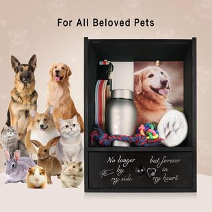 Solid Wood Pet Urn Wall-Mounted Pet Supplies Photo Storage Box Cat and Dog Pet Commemorative Photo Frame Shadow Box