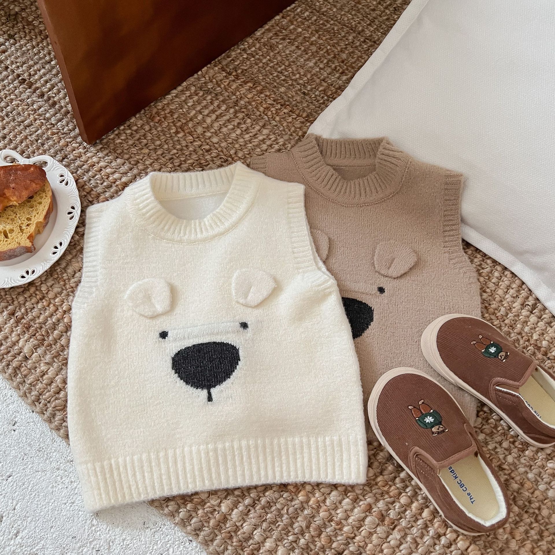 JINYONG童裝男童針織馬甲春秋新款寶寶卡通風兒童休閒毛衣背心