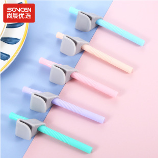 Straw Silicone Buckle Color Amazon Reuse Creative Kindergarten Portable Kids Milk Tea Straw