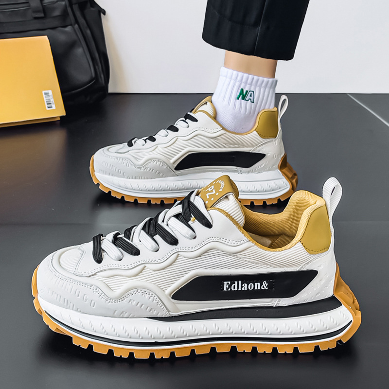 Zapatos de hombre de red de estaciones europeas, zapatos deportivos casuales de alta gama de primavera, transmisión en vivo de fondo grueso para estudiantes de todo fósforo, zapatos de papá