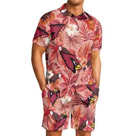 跨境欧美NFL亚利桑那红雀夏威夷图案印花透气大码两件套沙滩服