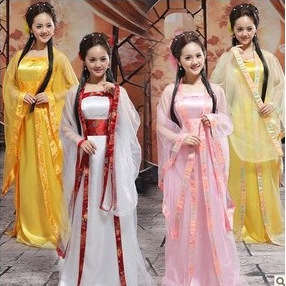 Hanfu Female Adult Qiao Fu Inman Fairy Dress Ancient Suit Daily Improved Tang Suit Guzheng Wide Sleeve Skirt Mustard Ru Performance Dress