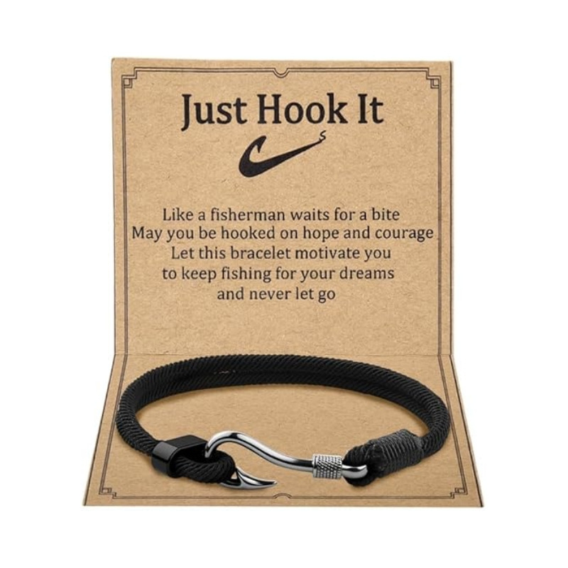 Amazon's Best-Selling New Product Across Borders: Fish Hook Milan Rope Braided Titanium Steel Bracelet for Men, Gift for Son