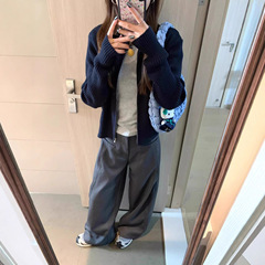 OOKSTUDIOS拉链毛衣针织开衫女2025秋季辣妹短款显瘦百搭外套潮
