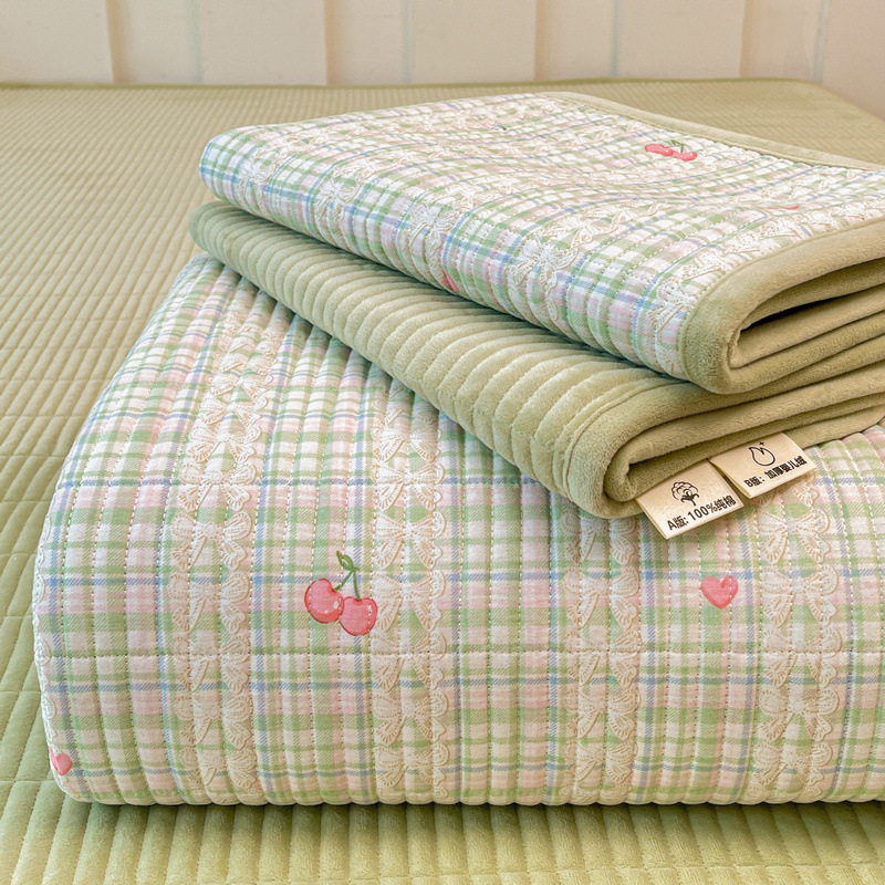 Fresh and Simple A-Class Cotton with Fleece, One Side Cotton, One Side Baby Milk Fleece, Double-Sided Bed Cover for Students and Mattresses