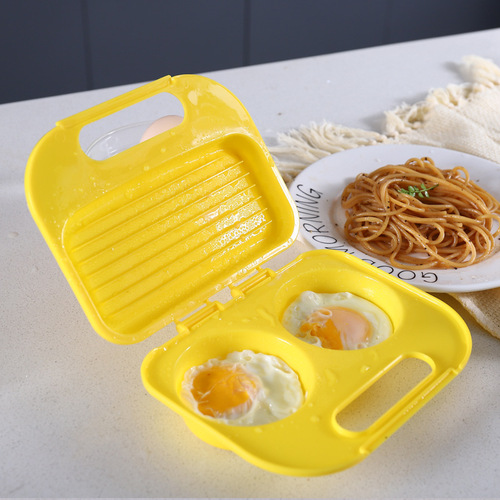 Microwave oven steamed egg box plastic soft boiled egg poached egg boiler round steamed sun egg omelet box Korean style
