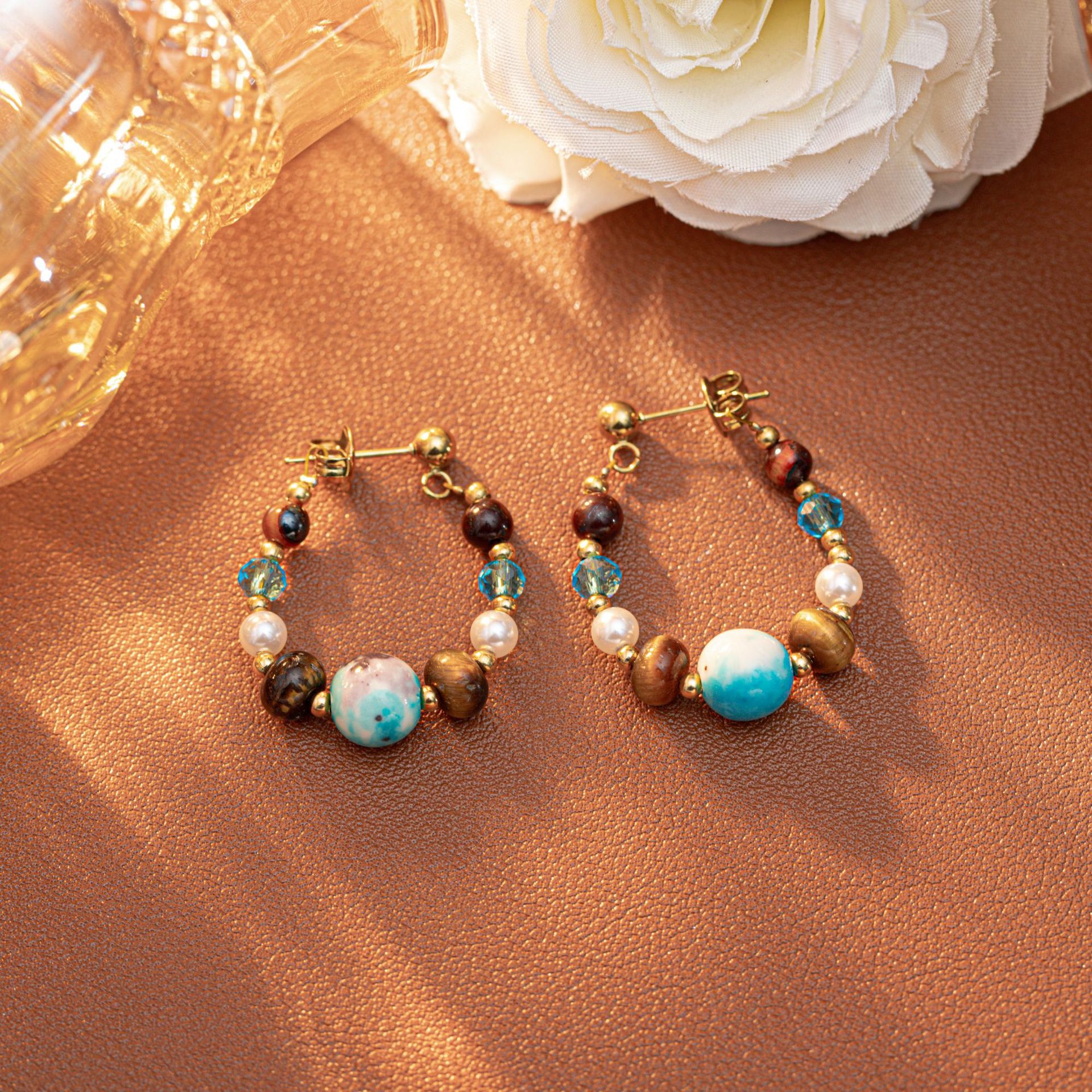 Premium Handmade Natural Stone Beaded Earrings For Women Boho_voghion.com