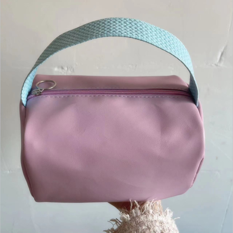 Nueva bolsa de cosméticos impermeable de PU, bolsa de lavado portátil de viaje de gran capacidad, bolsa de almacenamiento de maquillaje portátil simple de color caramelo