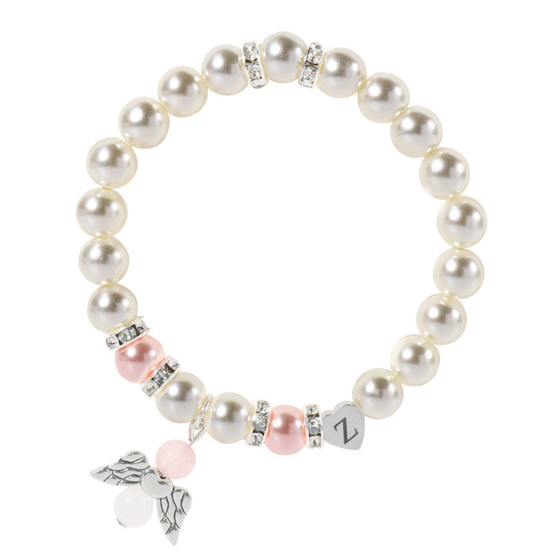 Pearl Angel Bracelet Stainless Steel Heart Beaded Guardian Angel Pendant Elastic Cord Bracelet Pearl Angel Bracelet Pearl Angel Bracelet Stainless Steel Heart Beaded Guardian Angel Pendant Elastic Cord Bracelet Pearl Angel Bracelet