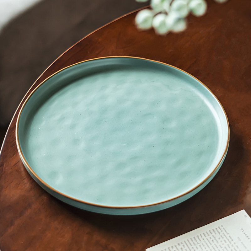 Plato de cerámica de alto valor Plato para filete Plato para el hogar Plato de verduras Plato de vajilla Plato grande de color sólido mate Plato occidental