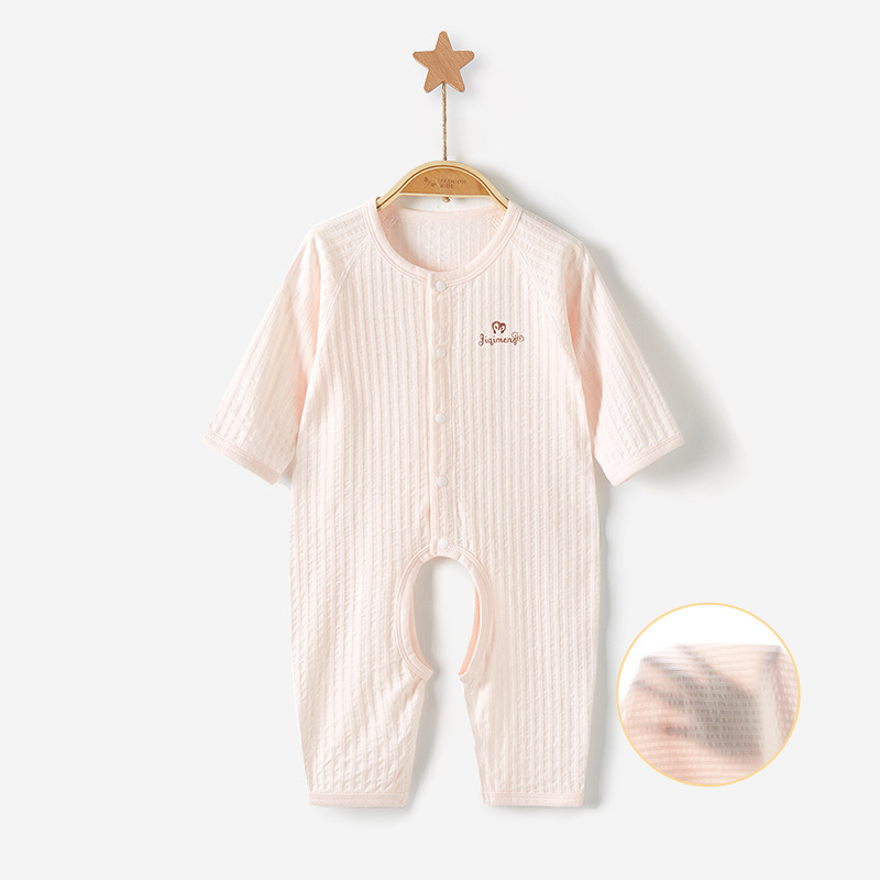 Bebé mono primavera y otoño verano manga larga delgada ropa de recién nacido Ropa de verano entrepierna abierta aire acondicionado masculino y femenino bebé mameluco image 9