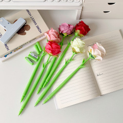 模造花創意中性筆学生高颜値書筆デスクトップ装飾薔薇ボールペン結婚祝いギフトペン