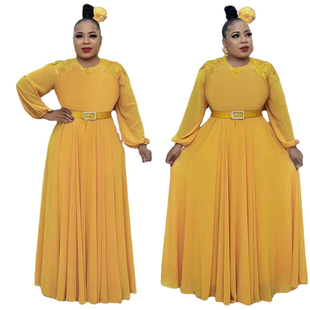 Women's Clothing fashion temperament commuting high waist slimming loose solid color dress _voghion.com