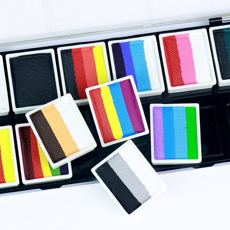 12-color Arco Iris barra paleta pintura corporal pintura lavable etapa maquillaje pintura crema