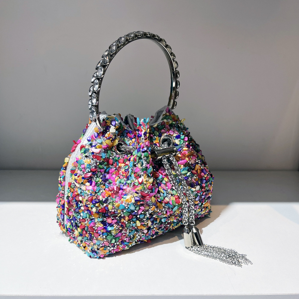 487g Weight String Closure Type Top Handle Strap Type Bucket Bag Bags Type Holiday, Shopping Occasion Polyester Material Solid Color Pattern All Seasons Season Women's Gender Streetwear Style Bucket Shape Medium Size Women's Medium Polyester Solid Color Streetwear Bucket String Bucket Bag 8