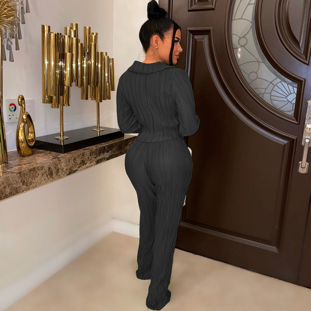 Title 7, Womens Glossy Solid Color Shirt Collar Set, a ...