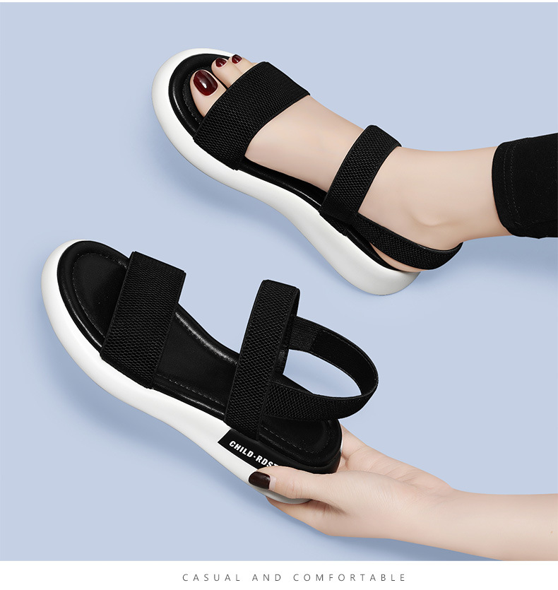 Sandal thể thao nữ đế dày da thật chống trượt mùa hè — 12067 màu đen, Màu be 12067 chi tiết 7