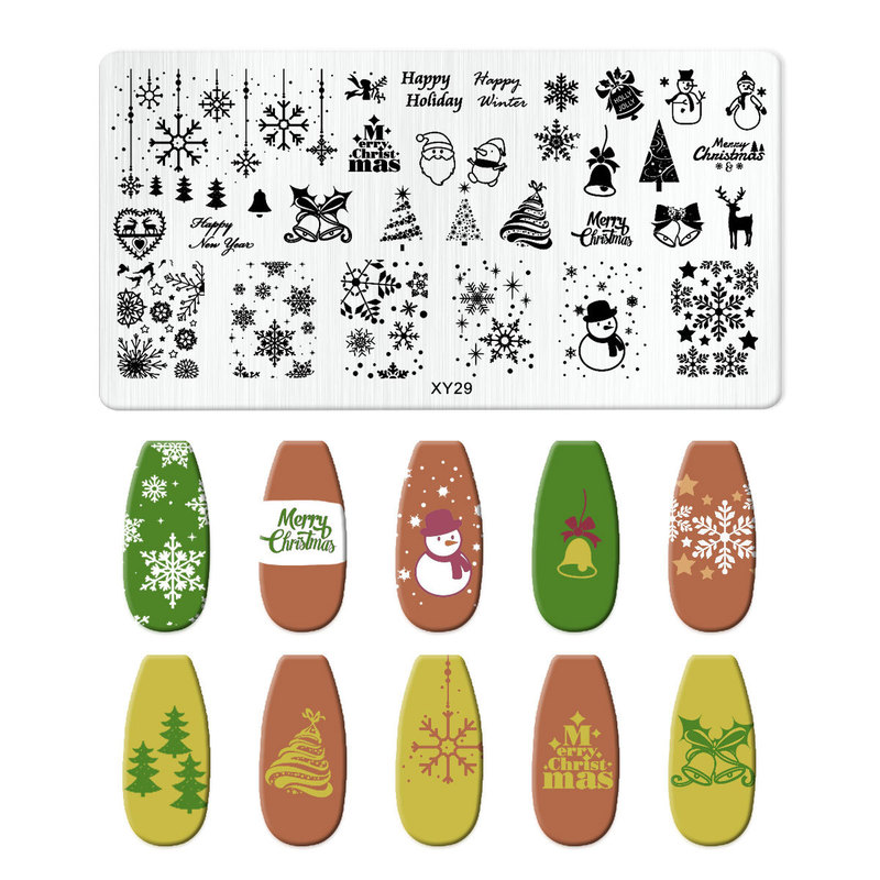 美甲印花钢板爆款雪花圣诞 NailSteelPlate转印指甲模板工具批发|undefined