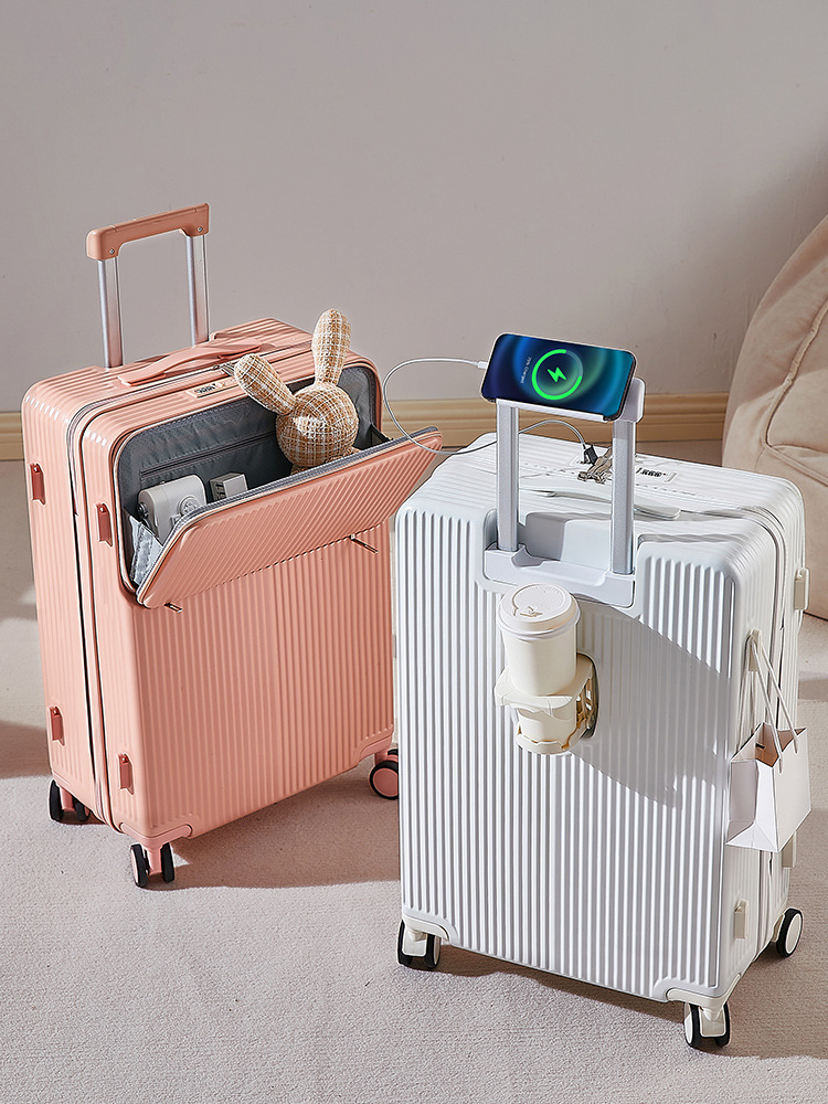 Equipaje de Apertura frontal para Mujeres 20 maleta de rueda universal multifuncional Estuche de carro de embarque consignado de 24 pulgadas