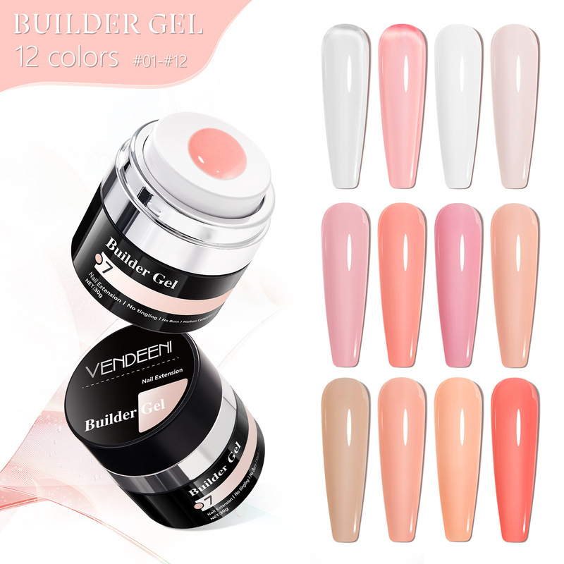 Vendeeni Press Tank 12 Colors Skin Feel Extension Gel Skin Color Nude Nail Painless Long-Lasting Builder Gel