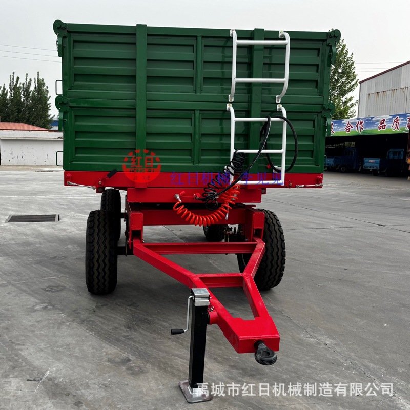 农田运输农用拖车牵引式双轴4轮拖斗液压左右自卸农用挂车