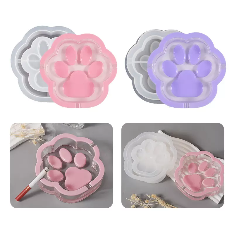 顺彩 水晶滴胶猫爪肉垫烟灰缸硅胶模具DIY猫爪收纳盒石膏模具现货