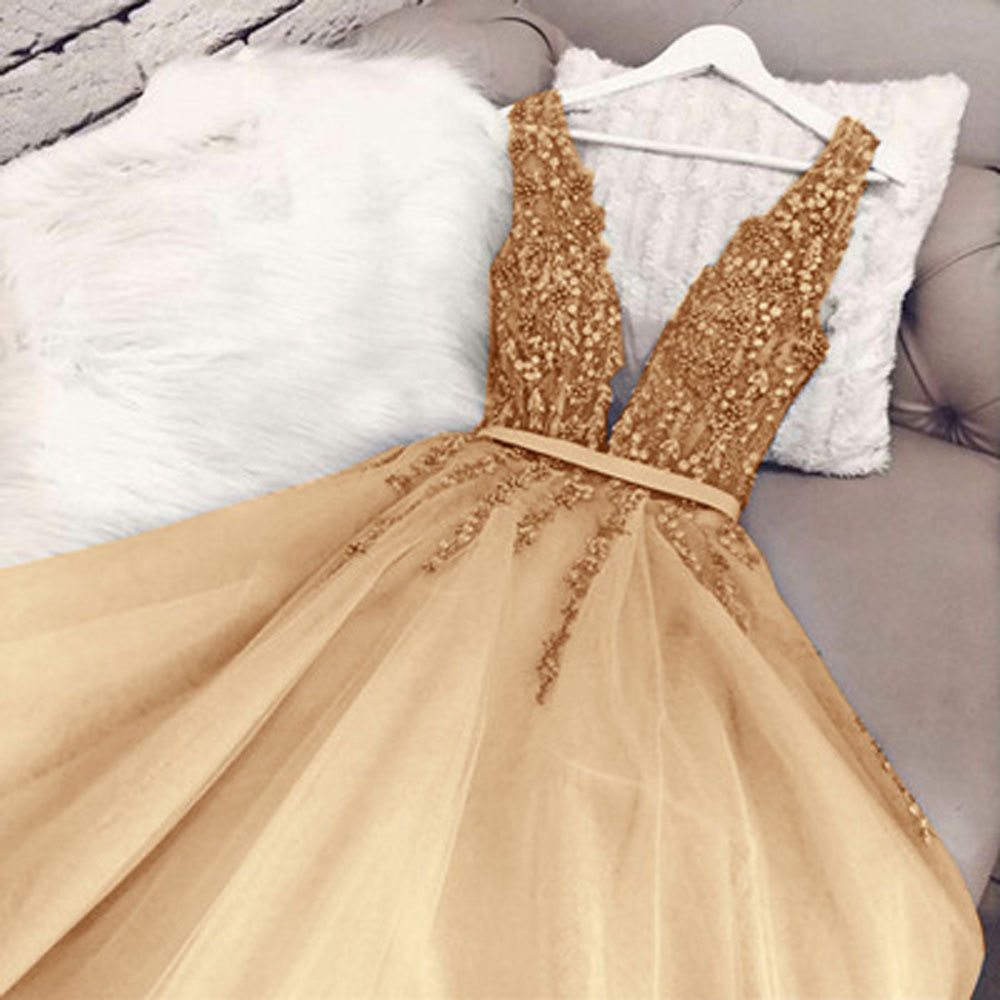 Comercio exterior europeo y americano Amazon AliExpress deseo nuevo profundo V pesado hecho a mano largo vestido de noche formal banquete