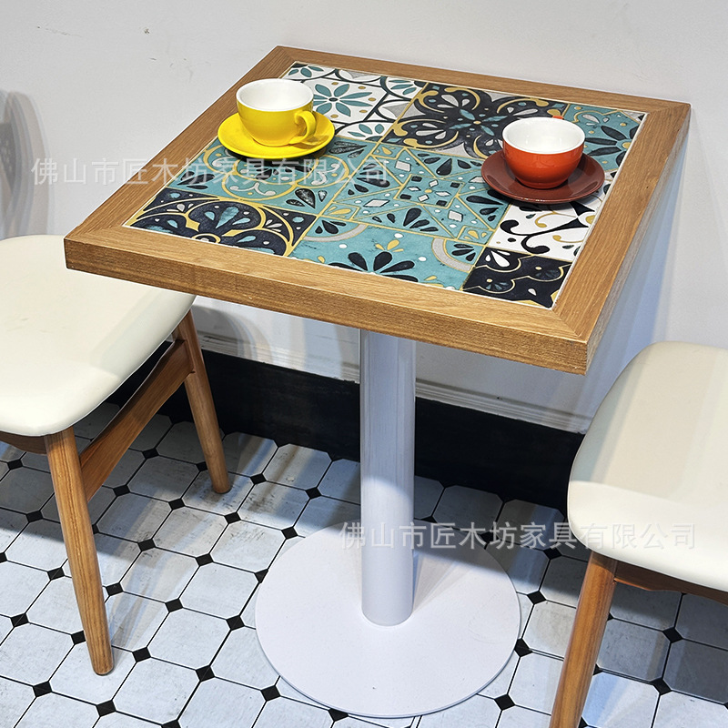 Restaurante occidental retro mesa y silla de caña combinación temática del sudeste asiático restaurante de té restaurante de catering combinación de mesa y silla comercial image 9