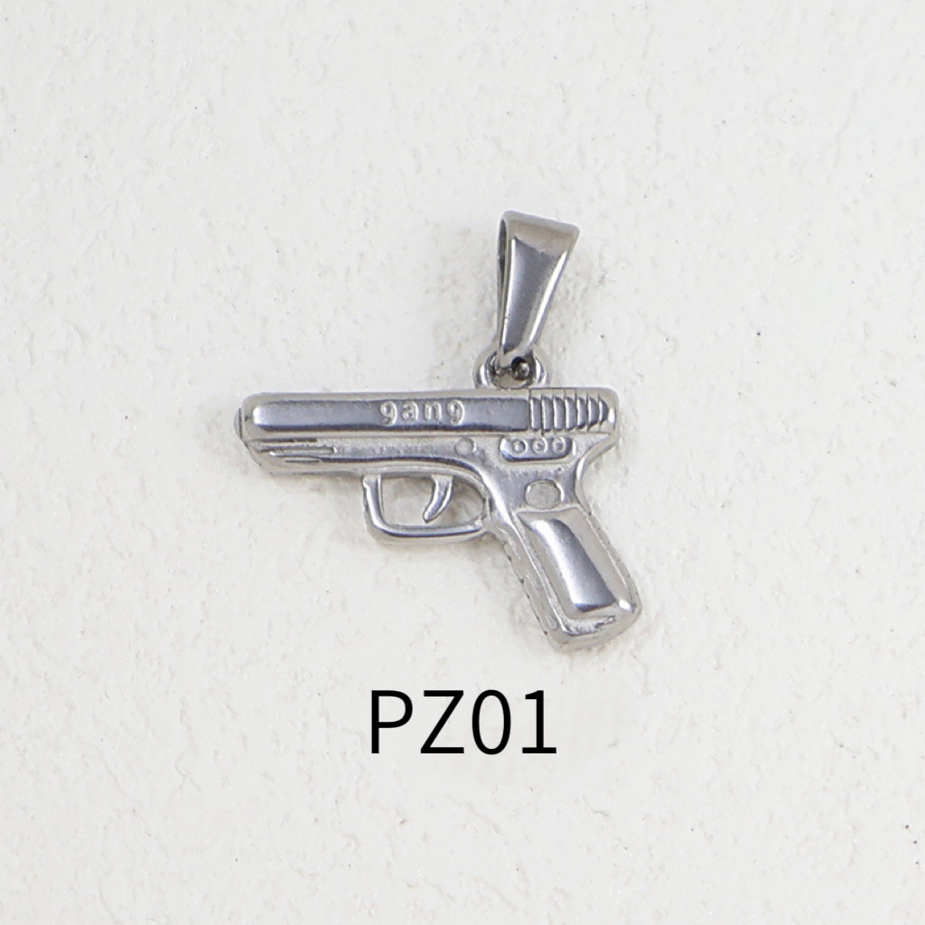 Serpente, croce, mano, conchiglia, fungo e pistola in acciaio inossidabile placcato oro 24 carati, stile geometrico transfrontaliero europeo e americano._voghion.com
