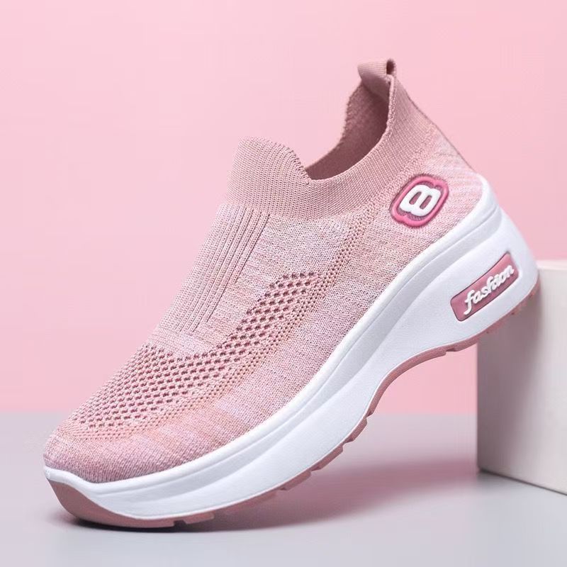 秋季新款轻便厚底浅口大码女鞋一脚蹬懒人休闲鞋百搭舒适透气单鞋