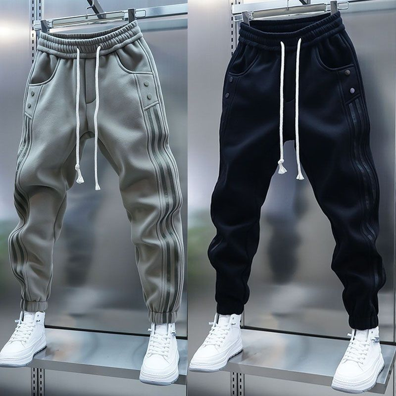 2025 Spring New Stitching Vertical Strip Casual Pants Men's Trendy Stylish Waist Pants All-match Fashion Sports Pants