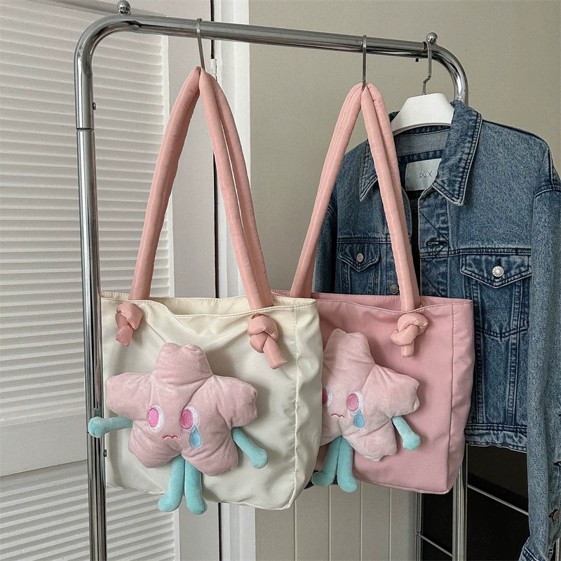 Capacious cute study bag for elementary school students, plush doll, one-shoulder bag, new collection