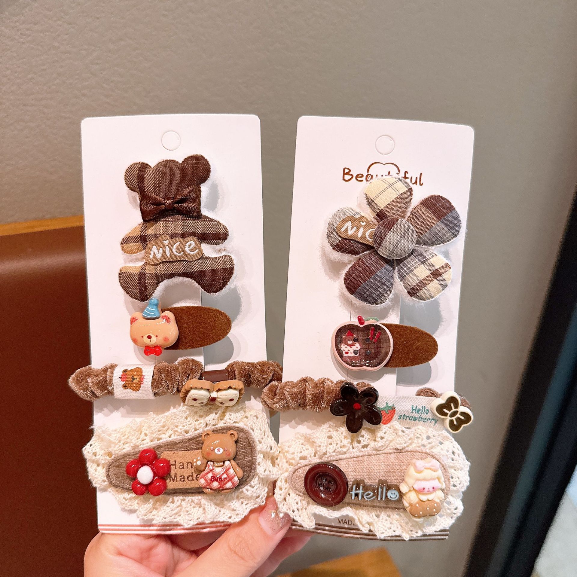 Nuevo anillo de cabello de tela de otoño y invierno de algodón relleno de arco de abrazadera de cabello de niños simple conjunto de accesorios de cabello de niña universal