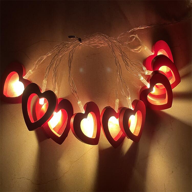 LED木头爱心灯串串灯情人节求婚装饰爱心造型灯电池盒彩灯圣诞节详情5