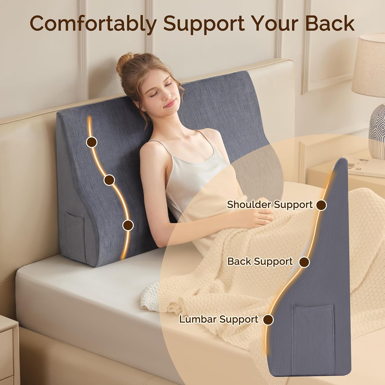 可拆洗孕妇卧床护腰楔形枕A30床上辅助靠坐垫懒人阅读三角大靠枕