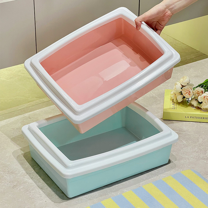 卸売猫トイレ半密閉型猫トイレ無料猫砂スコップシンプルな猫トイレ猫ケージ小型オープン猫トイレ|undefined