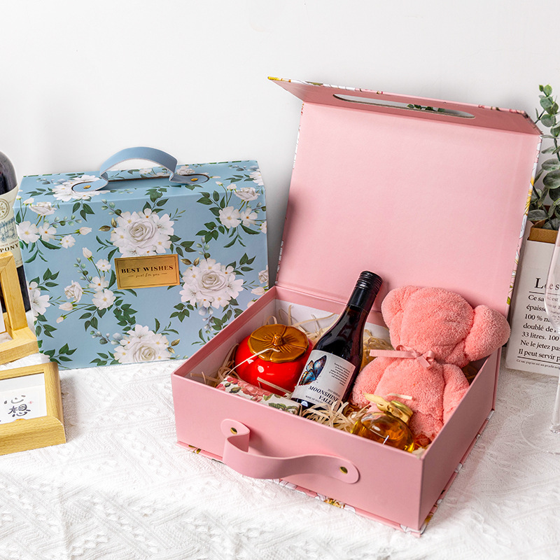 Caja de Regalo de Alta Gama 2025, Caja de Regalo Portátil, Caja de Embalaje con Tapa Abatible para Dulces de Boda, Caja de Regalo de Cumpleaños al por Mayor
