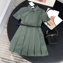 深圳南油原单工厂私渠2021精品女装批发显瘦系带收腰复古连衣裙女