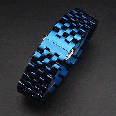 ebay薄款五珠表帶 實心鋼帶 蝴蝶按扣  手表表帶 弧口表帶12-24mm