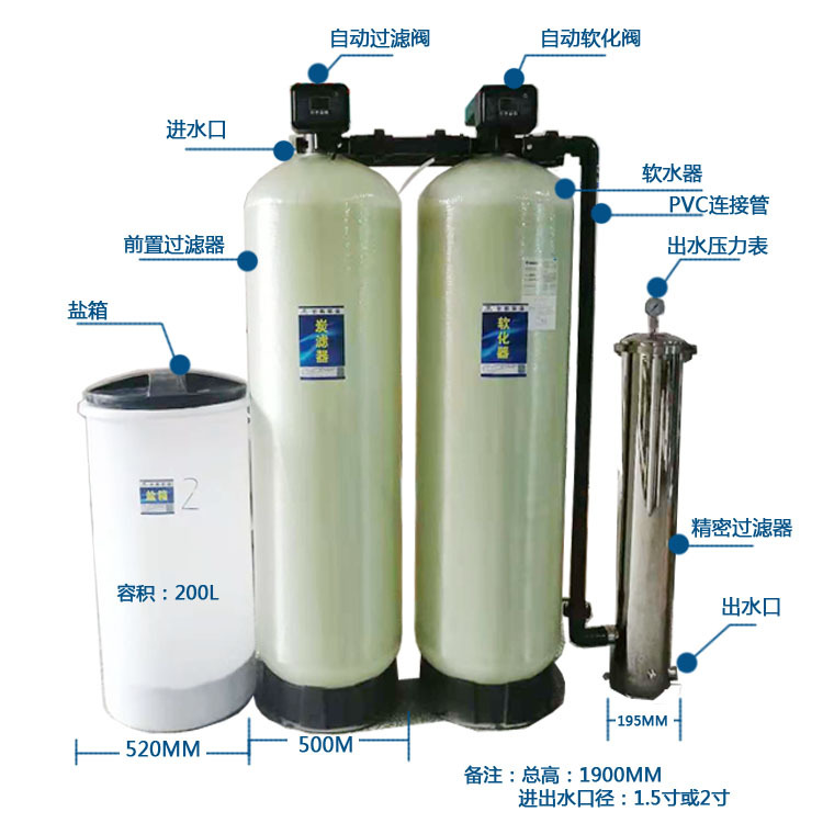 世韩科净10T大型工业软水器 降低硬度水垢地下水井水过滤器 洗浴锅炉软化水水处理设备示例图5