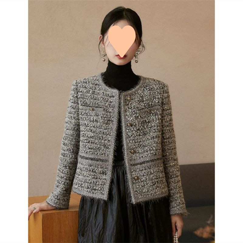 High-End Tweed Heavy-Woven Chanel-Style Jacket 2025 New Women's Spring and Autumn Cotton-Padded Thickened Short Coat