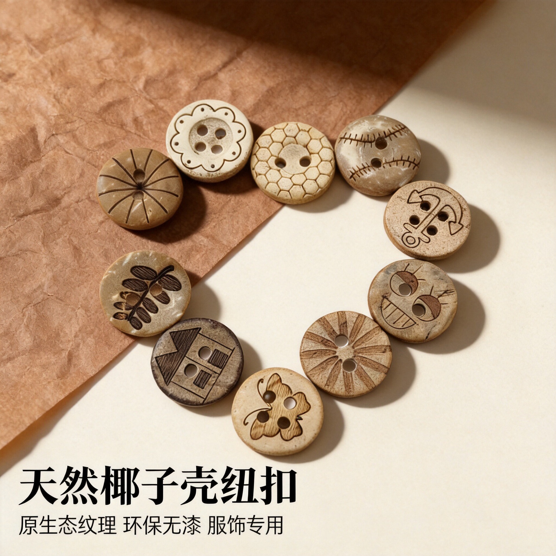 天然椰子扣椰壳扣子衬衫钮扣儿童毛衣开衫女木质宝宝可爱纽扣批发