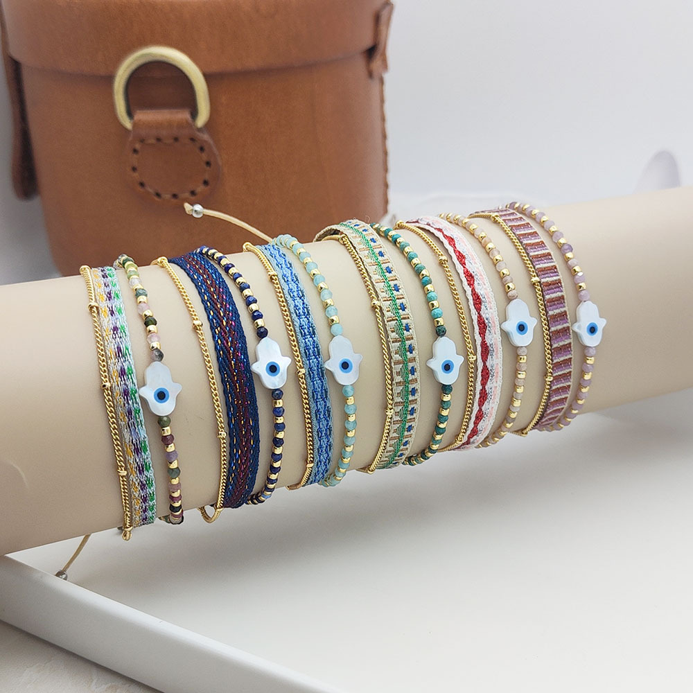 6g Weight Bracelets Classification 1 Piece Quantity Daily, Street Occasion Polyester cotton, Seed Bead, Copper Material Devil's Eye, Palm Pattern Women's Gender Beaded, Knitting Design IG Style, Casual, Retro Style IG Style Casual Retro Devil's Eye Palm Polyester Cotton Seed Bead Copper Beaded Knitting Women's Bracelets 1