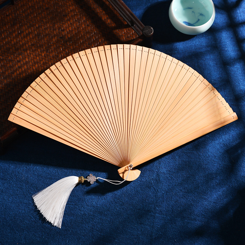 Wholesale Japanese style full bamboo folding fan hollow ancient style folding fan for men and women handmade small 5 inch dance fan black