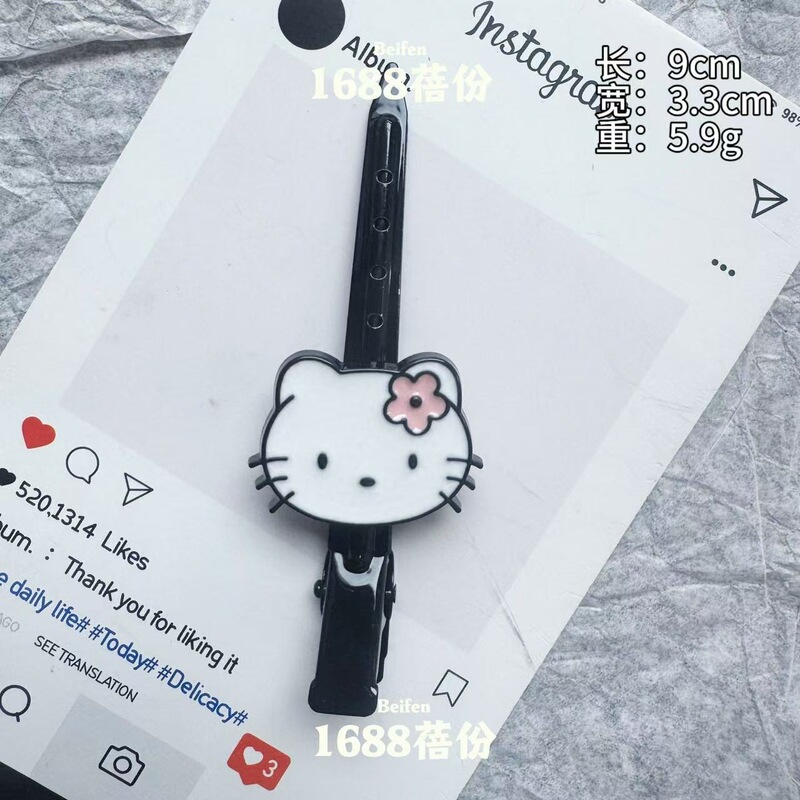 クリーム風ピンクブルー猫リボンメイク前髪クリップシームレス甘いガーリーハート毛根ふわふわクリップ漫画|undefined