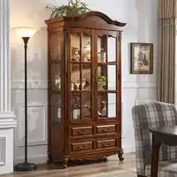 Полный шкаф для вина из массива дерева, шкаф для хранения под стену, американский ретро, шкаф, витрина, декоративный шкаф, домашний стеклянный шкаф