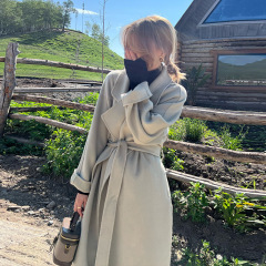 高级感双面羊绒大衣女长款宽松秋冬新款高端大牌西装领毛呢外套