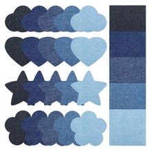 跨境爱心五角星5色牛仔布贴外套肘部贴裤子膝盖补丁贴现货布标